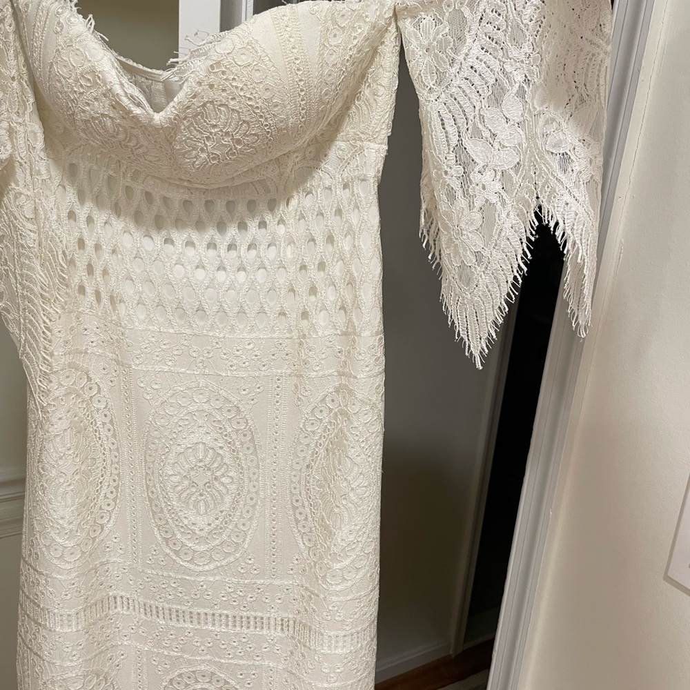 Boho white lace dress